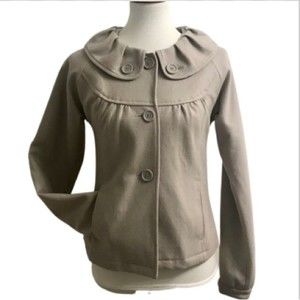 Rip Curl Wool Blend Cropped Ruffled Collar Coat 8
